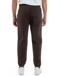 Jeans Jogger Cotone Loose Fit Rotture Marrone P6391A