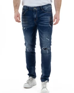 Jeans Slim Fit Denim Scuro Rotture TCJS1005A