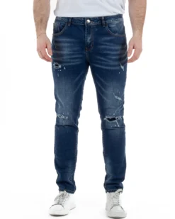 Jeans Slim Fit Denim Scuro Rotture TCJS1005A