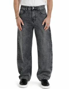 Jeans uomo baggy barrel fit cinque tasche casual denim nero GIOSAL-JS1175A