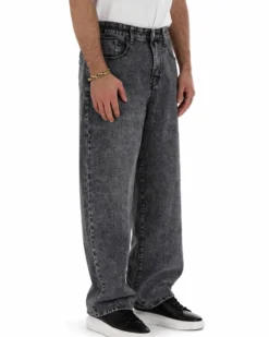Jeans uomo baggy barrel fit cinque tasche casual denim nero GIOSAL-JS1175A
