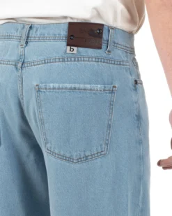 Jeans Uomo Baggy Pantaloni Con Rotture Abrasioni Fondo Largo Taglio Al Ginocchio Denim Chiaro GIOSAL-JS1093A