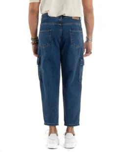 Jeans Uomo Cargo Loose Fit Pantaloni Tasconi Denim Medio BlackSunday-JS1048A