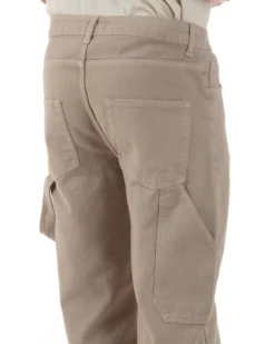 Jeans Uomo Carpenter Worker Pantaloni Baggy Cargo Comodo Fondo Largo Ampio Tinta Unita Beige GIOSAL-JS1088A