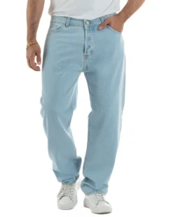 Jeans uomo cinque tasche baggy fit basic cotone denim chiaro GIOSAL-JS1187A