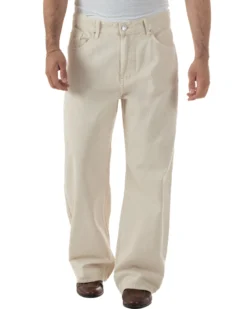 Jeans uomo cinque tasche baggy fit basic cotone panna GIOSAL-JS1178A
