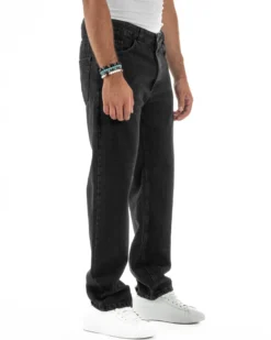 Jeans Uomo Cinque Tasche Baggy Fit Basic Denim Nero JS1123A