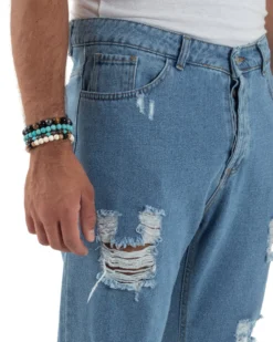 Jeans Uomo Cinque Tasche Regular Fit Rotture Basic Chiaro JS1126A