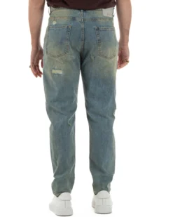 Jeans uomo cropped fit destroyed con toppe vintage sabbiato denim BERNA M-261279