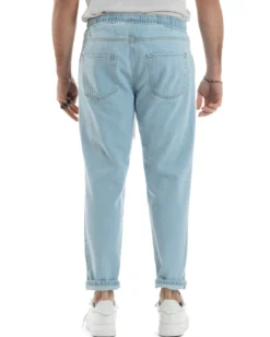 Jeans Uomo Jogger Taglio Ginocchio Basic Pantalaccio Loose Fit Denim Medio JS1112A