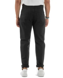 Jeans Uomo Loose Fit Pantaloni Taglio Ginocchio Casual Basic Nero JS1135A