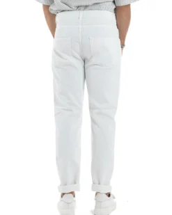 Jeans Uomo Loose Fit Pantaloni Con Rotture Casual Basic Bianco JS1108A