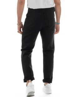 Jeans Uomo Loose Fit Pantaloni Con Rotture Casual Basic Nero JS1109A
