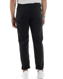 Jeans Uomo Loose Fit Pantaloni Con Rotture Casual Basic Nero JS1109A