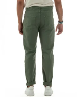 Jeans Uomo Loose Fit Pantaloni Taglio Ginocchio Casual Basic Verde JS1136A
