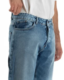 Jeans Uomo Pantaloni Carpenter Denim Chiaro Baggy Fit JS1156A