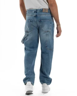 Jeans Uomo Pantaloni Carpenter Denim Chiaro Baggy Fit JS1156A
