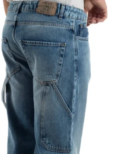 Jeans Uomo Pantaloni Carpenter Denim Chiaro Baggy Fit JS1156A