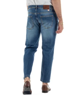 Jeans uomo pantaloni cinque tasche slim fit basic denim blu BlackSunday JS1189A