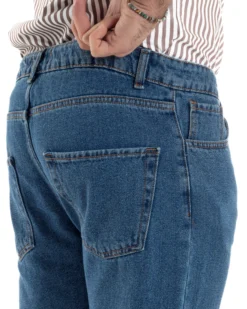 Jeans uomo pantaloni cinque tasche regular fit basic denim scuro GIOSAL-JS1075A