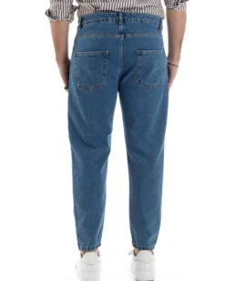 Jeans uomo pantaloni cinque tasche regular fit basic denim scuro GIOSAL-JS1075A
