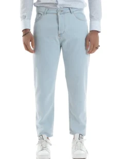Jeans Uomo Pantaloni Cinque Tasche Regular Fit Basic Denim Chiaro JS1073A
