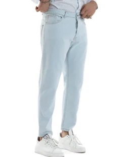 Jeans Uomo Pantaloni Cinque Tasche Regular Fit Basic Denim Chiaro JS1073A