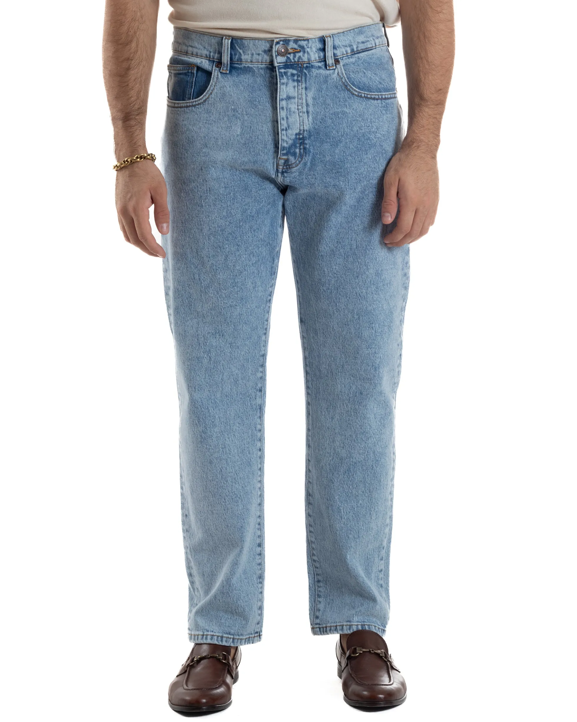 Jeans Uomo Pantaloni Regular Fit Basic Denim Chiaro Over-D OC1F2W5D21