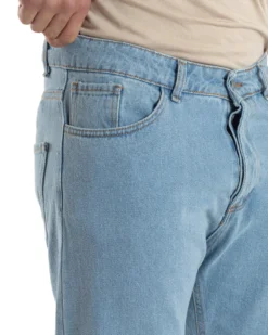 Jeans Uomo Pantaloni Regular Fit Basic Taglio Al Ginocchio Denim Medio JS1100A
