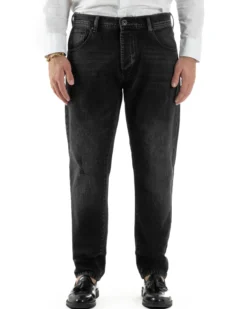 Jeans Uomo Pantaloni Slim Fit Basic Denim Scuro Nero Over-D OC1F2W5D05