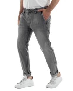 Jeans uomo pantaloni tasche america slim fit basic denim grigio GIOSAL-JS1190A