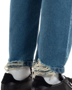 Jeans Uomo Sabbiato Pantaloni Denim Con Rotture Sfrangiato Baggy Stone Washed Casual GIOSAL-JS1060A