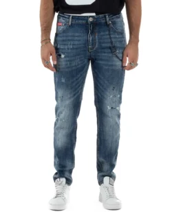 Jeans Uomo Slim Fit Denim Sfumato Rotture ICON ICUF2W6D018