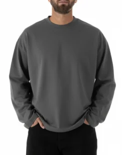 Maglia uomo girocollo t-shirt maniche lunghe long sleeve oversize piombo GIOSAL-M3089A