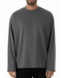 Maglia uomo girocollo t-shirt maniche lunghe long sleeve oversize piombo GIOSAL-M3089A