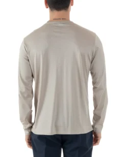 Maglia Uomo Maniche Lunghe Collo Serafino Con Bottoni Sottogiacca Girocollo Casual Tinta Unita Beige GIOSAL-M2972A