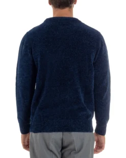 Maglioncino Uomo Ciniglia Regular Fit Maglia Basic Blu M3052A