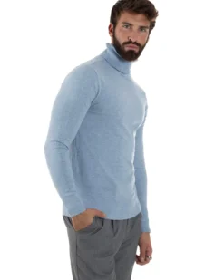 Maglioncino Uomo Collo Alto Maglia Rasata Dolcevita Basic Polvere M2535A