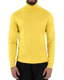Maglioncino Uomo Collo Alto Maglia Rasata Dolcevita Basic Giallo M2544A