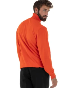 Maglioncino Uomo Collo Alto Maglia Rasata Dolcevita Basic Arancione M2549A