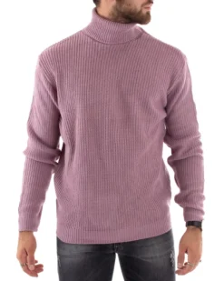 Maglioncino Uomo Collo Alto Maglia Inglese Dolcevita Basic Glicine M2342A