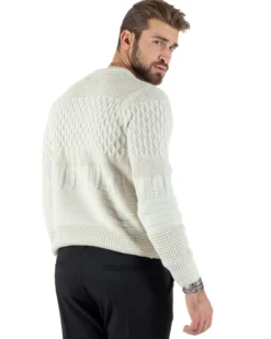 Maglioncino Uomo Girocollo Maglia Inglese Trecce Panna GIOSAL-M2785A