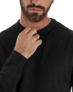 Maglioncino Uomo Girocollo Maglia Rasata Basic Nero M2508A