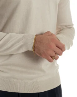 Maglioncino Uomo Girocollo Maglia Rasata Basic Beige M2512A