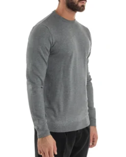 Maglioncino Uomo Girocollo Maglia Rasata Basic Grigio Chiaro M2507A