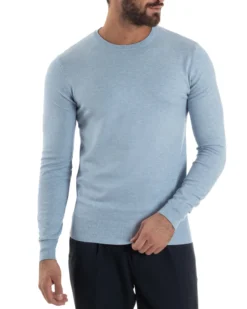 Maglioncino Uomo Girocollo Maglia Rasata Basic Polvere M2570A