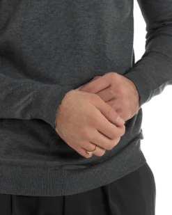 Maglioncino Uomo Girocollo Maglia Rasata Basic Grigio Scuro M2500A