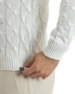 Maglioncino Uomo Girocollo Maglia Inglese Basic Trecce Panna GIOSAL-M2705A
