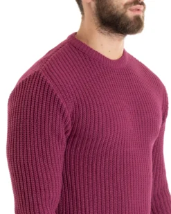 Maglioncino Uomo Girocollo Maglia Inglese Basic Magenta M2750A