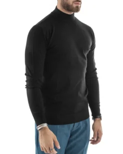 Maglioncino Uomo Maglia Mezzo Collo Sottogiacca Nero M2567A